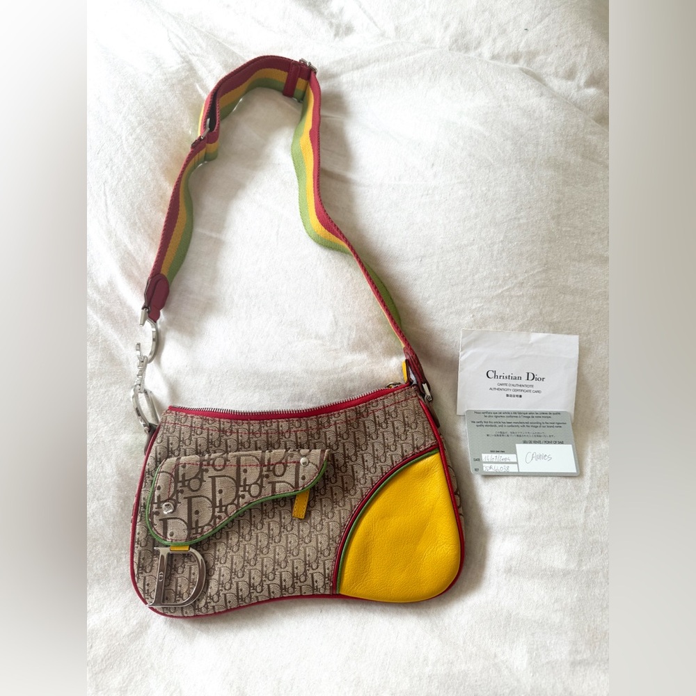 VINTAGE DIOR RASTA DOUBLE SADDLE BAG